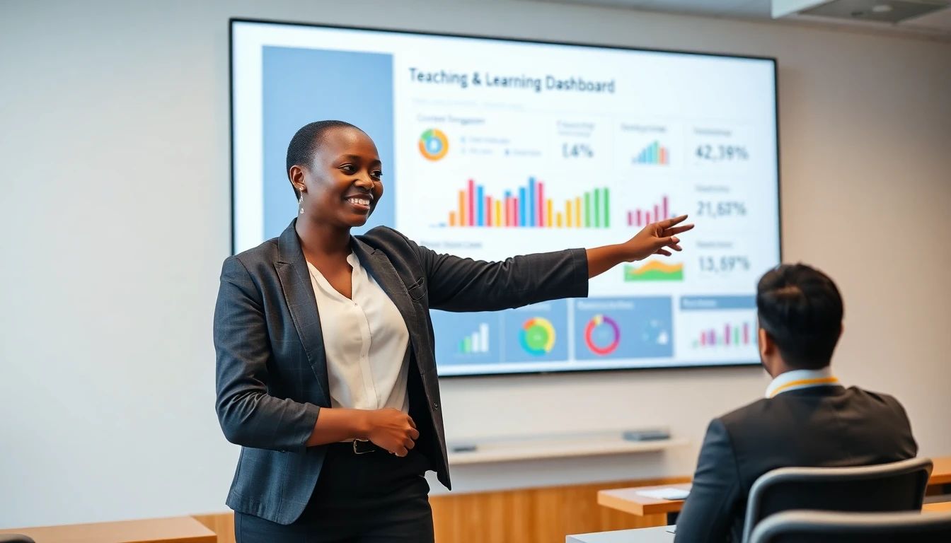 Lecturer using a smartboard with analytics
